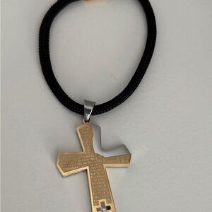 Gold and Silver Cross Pendant Necklace